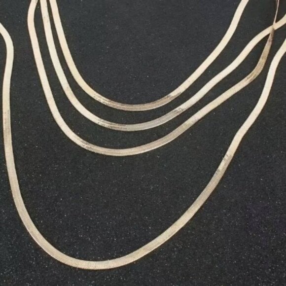 18k Gold Plated Layered Snake Chain Necklace - Picture 4 of 5